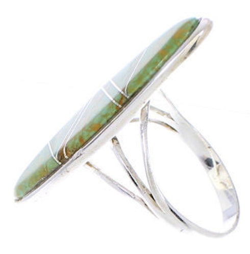 Genuine Silver Southwest Turquoise Inlay Ring Size 5-1/4 YX33728